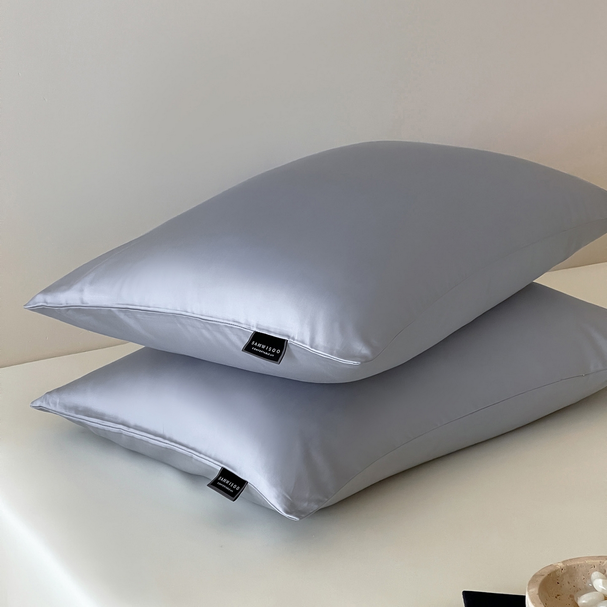 三味舒屋 2026新款凉风小奢绸60S兰精天丝纯色单品系列-单枕套枕套单件 极光蓝