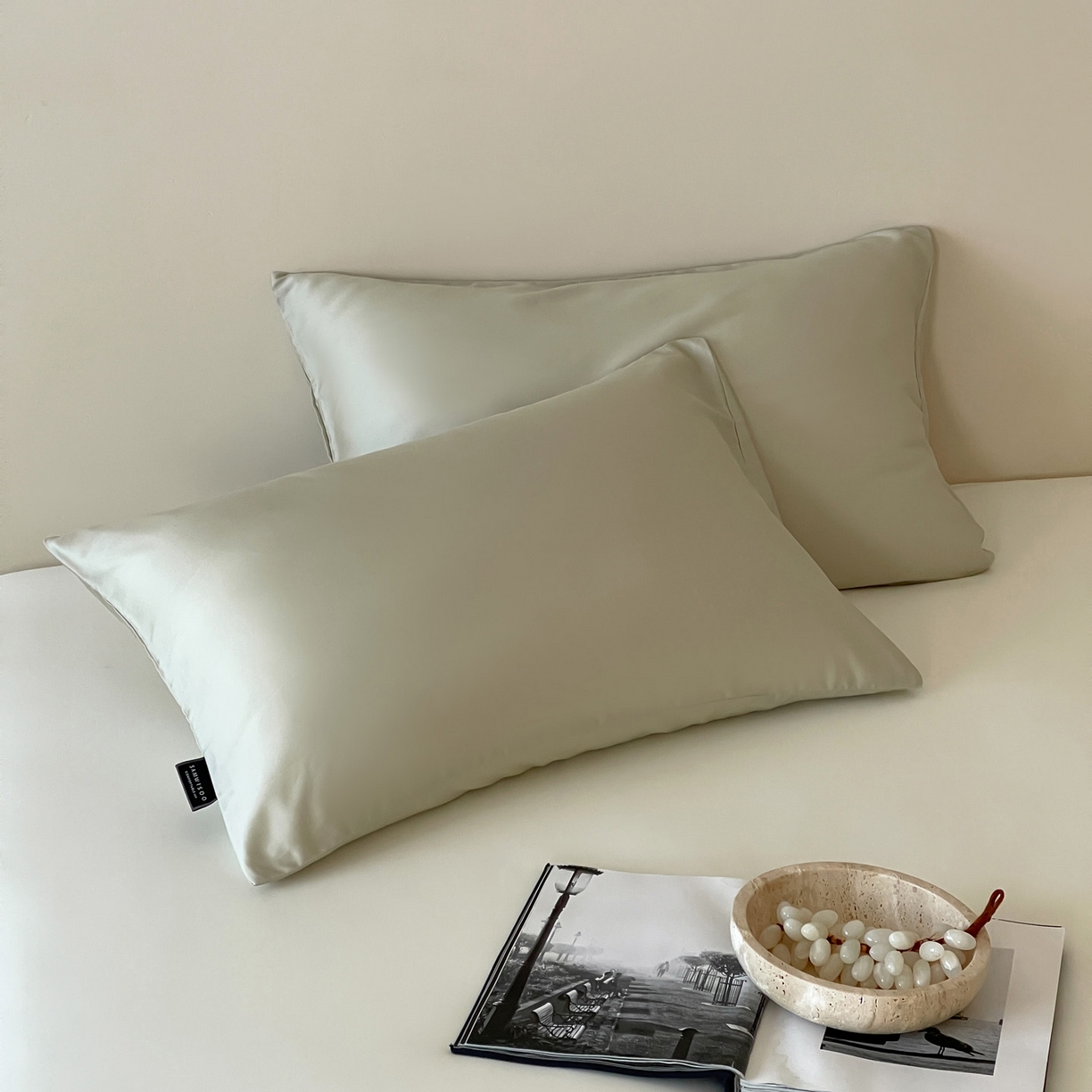 91家纺网 家纺一手货源 找家纺 三味舒屋 2026新款凉风小奢绸60S兰精天丝纯色单品系列-单枕套枕套单件 象牙白