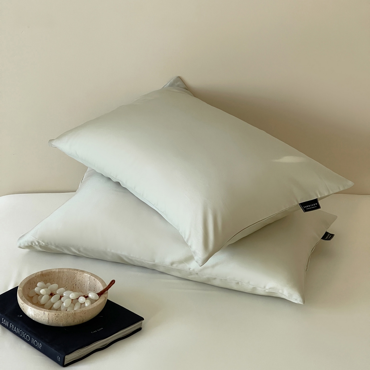 91家纺网 家纺一手货源 找家纺 三味舒屋 2026新款凉风小奢绸60S兰精天丝纯色单品系列-单枕套枕套单件 象牙白