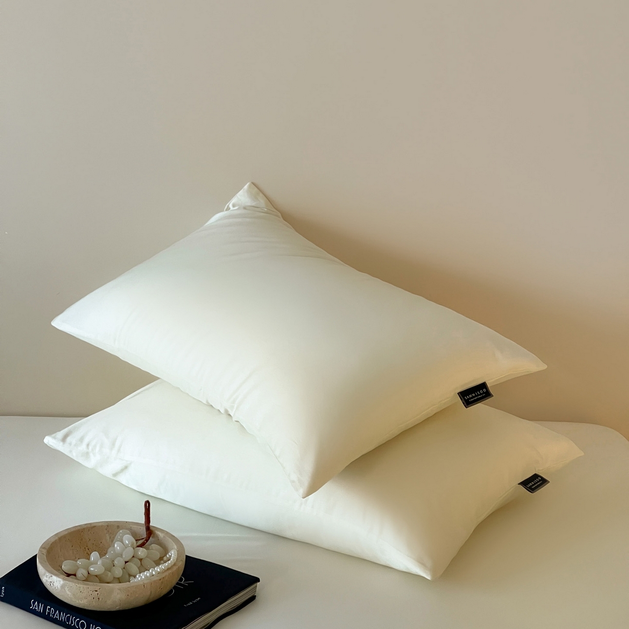 91家纺网 家纺一手货源 找家纺 三味舒屋 2026新款凉风小奢绸60S兰精天丝纯色单品系列-单枕套枕套单件 珍珠白