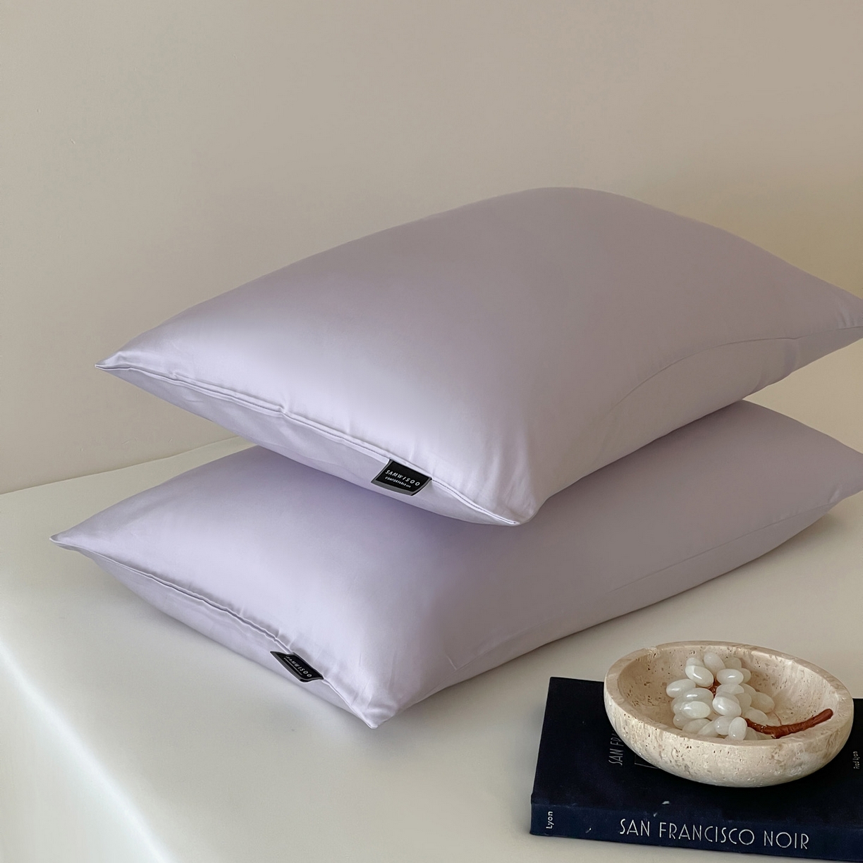 三味舒屋 2026新款凉风小奢绸60S兰精天丝纯色单品系列-单枕套枕套单件 紫铜色