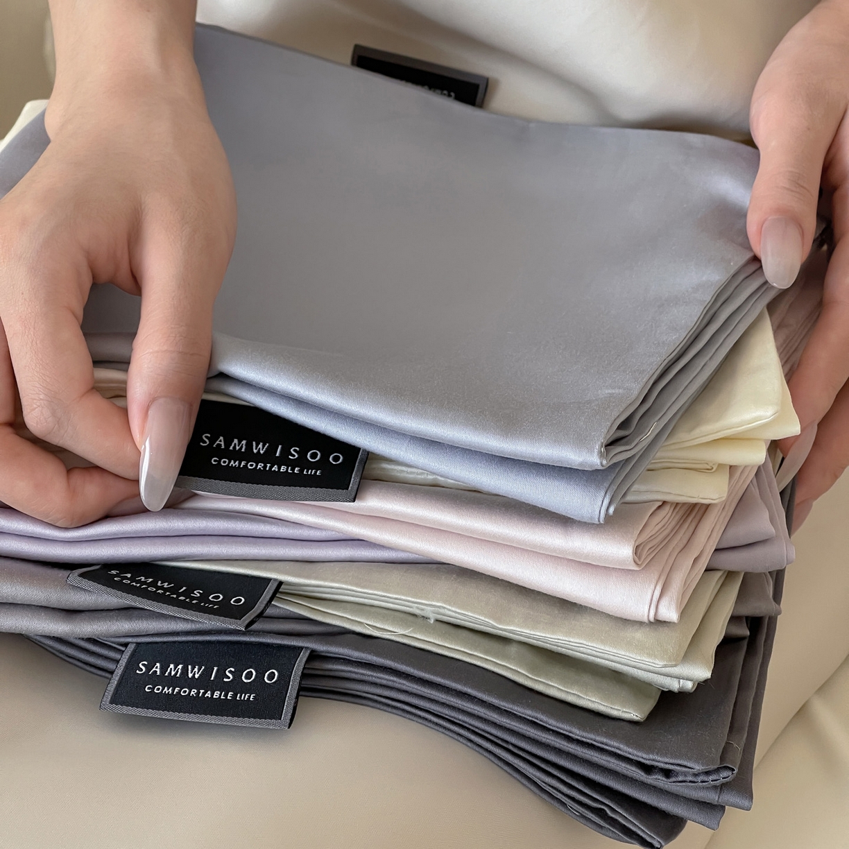 91家纺网 家纺一手货源 找家纺 三味舒屋 2026新款凉风小奢绸60S兰精天丝纯色单品系列-单枕套枕套单件 组合图仅供展示-不可下单