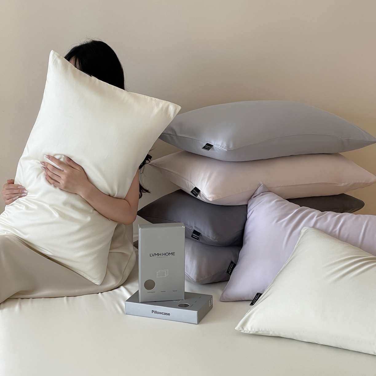 91家纺网 家纺一手货源 找家纺 三味舒屋 2026新款凉风小奢绸60S兰精天丝纯色单品系列-单枕套枕套单件 组合图仅供展示-不可下单