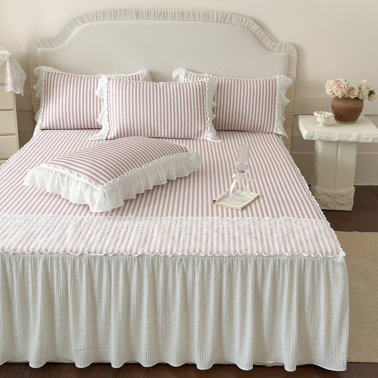 91家纺网 家纺一手货源 找家纺 乐朵家居 2026新款 爱丽丝（加厚复合） 凉豆豆凉席三件套 豆粉