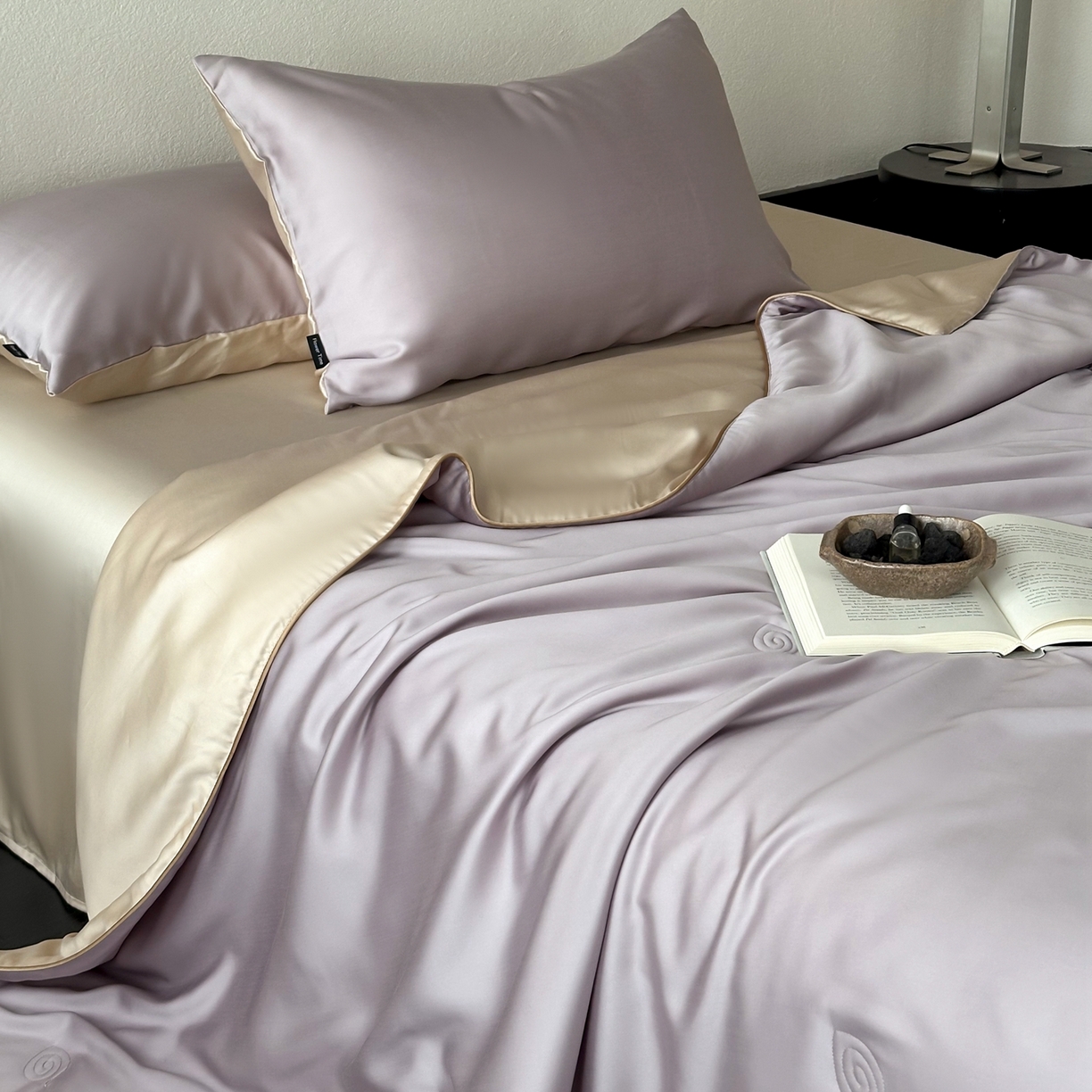 花时间 2026春夏新款天丝素色夏凉被夏被空调被四件套 霞紫色