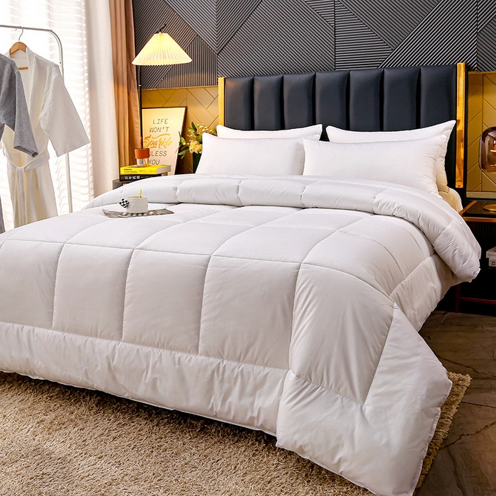 91家纺网 家纺一手货源 找家纺 （总）锦兴酒店布草 2026新款酒店被芯宾馆被芯40s纯棉防羽喷气磨毛滚边双针边被芯