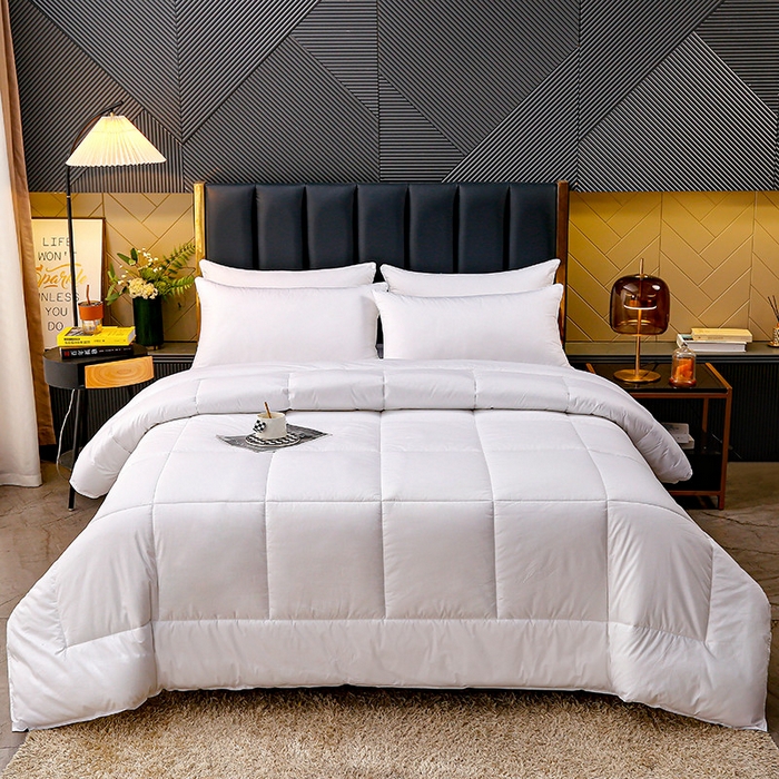 91家纺网 家纺一手货源 找家纺 （总）锦兴酒店布草 2026新款酒店被芯宾馆被芯40s纯棉防羽喷气磨毛滚边双针边被芯