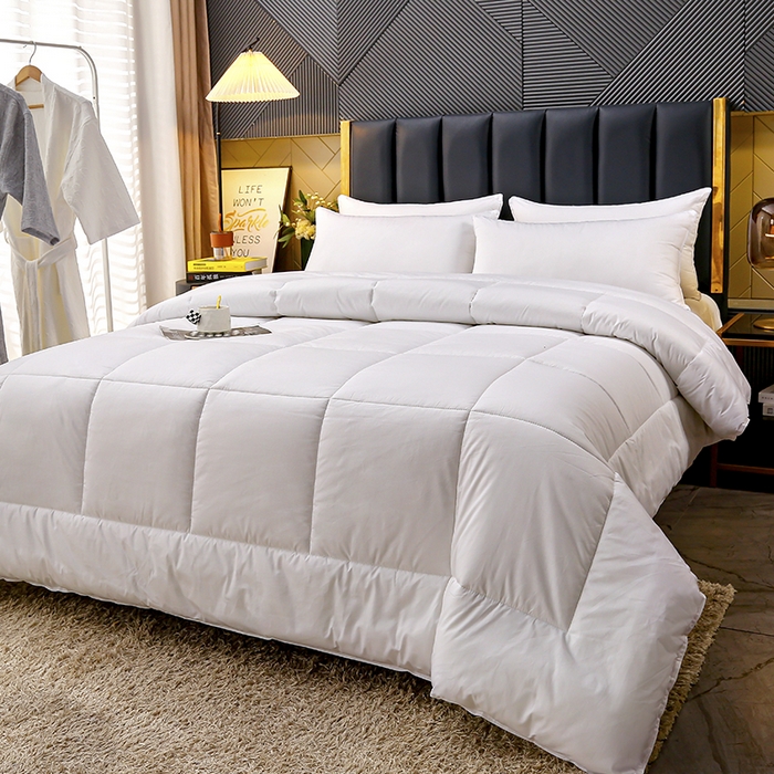 91家纺网 家纺一手货源 找家纺 （总）锦兴酒店布草 2026新款酒店被芯宾馆被芯40s纯棉防羽喷气磨毛滚边双针边被芯