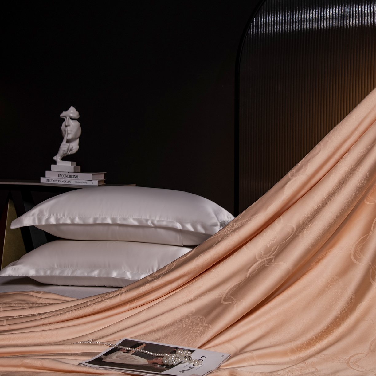 91家纺网 家纺一手货源 找家纺 合欢（原天一阁） 2026春夏新款60支贡缎提花竹棉100%蚕丝夏被春秋被 香槟金