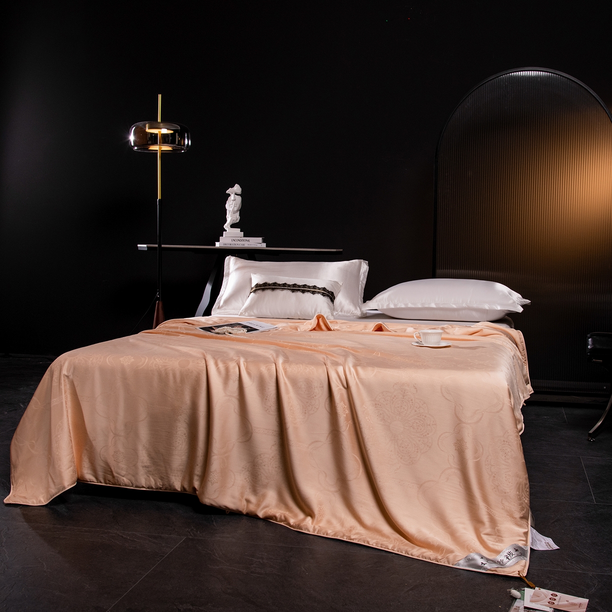 91家纺网 家纺一手货源 找家纺 合欢（原天一阁） 2026春夏新款60支贡缎提花竹棉100%蚕丝夏被春秋被 香槟金