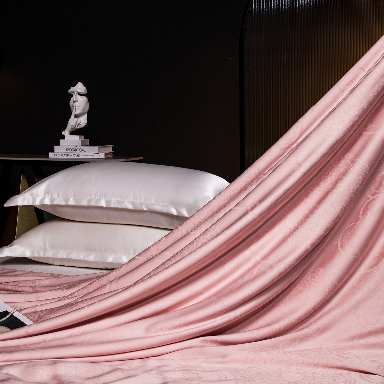 91家纺网 家纺一手货源 找家纺 合欢（原天一阁） 2026春夏新款60支贡缎提花竹棉100%蚕丝夏被春秋被 豆沙