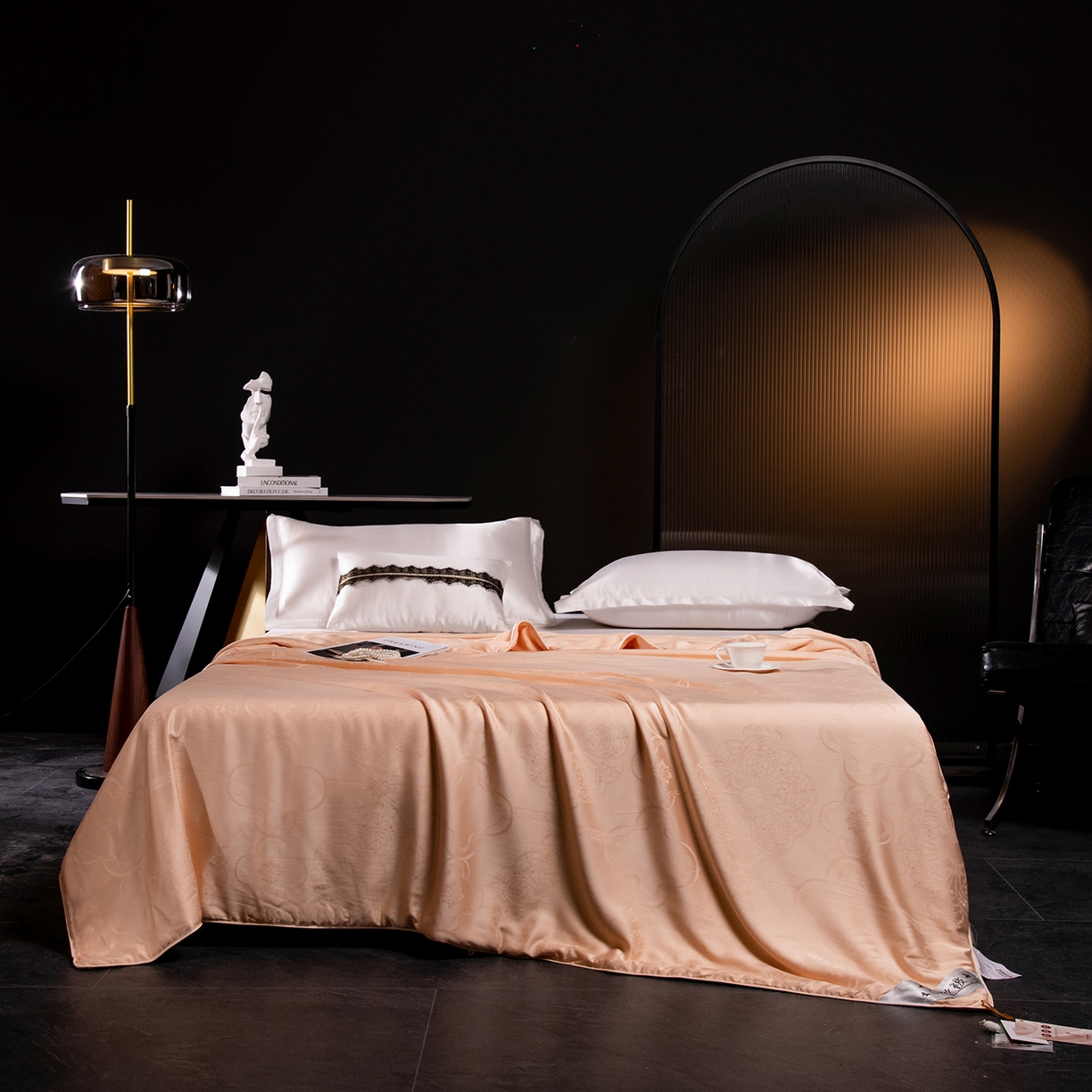 91家纺网 家纺一手货源 找家纺 合欢（原天一阁） 2026春夏新款60支贡缎提花竹棉100%蚕丝夏被春秋被 香槟金