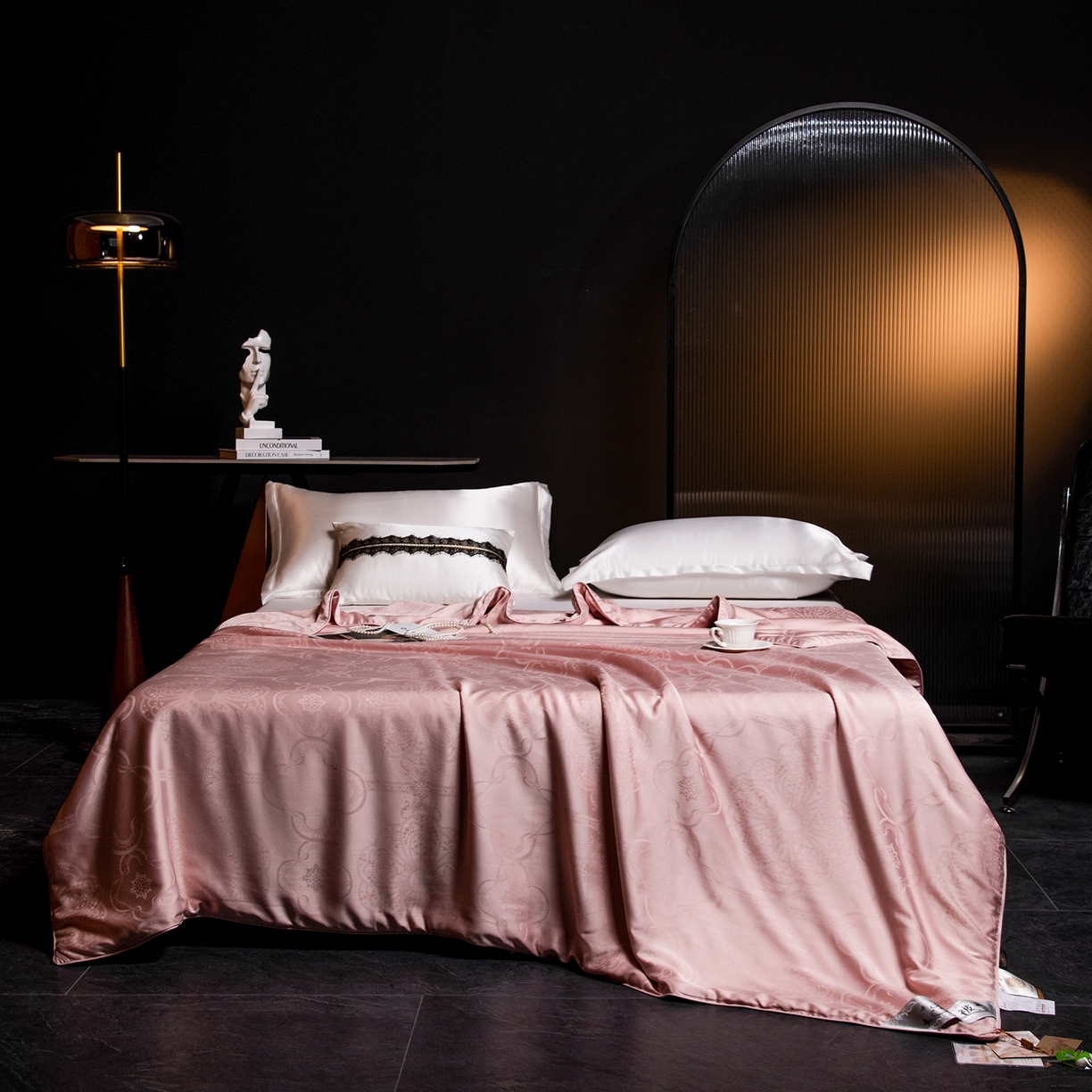 91家纺网 家纺一手货源 找家纺 合欢（原天一阁） 2026春夏新款60支贡缎提花竹棉100%蚕丝夏被春秋被 豆沙