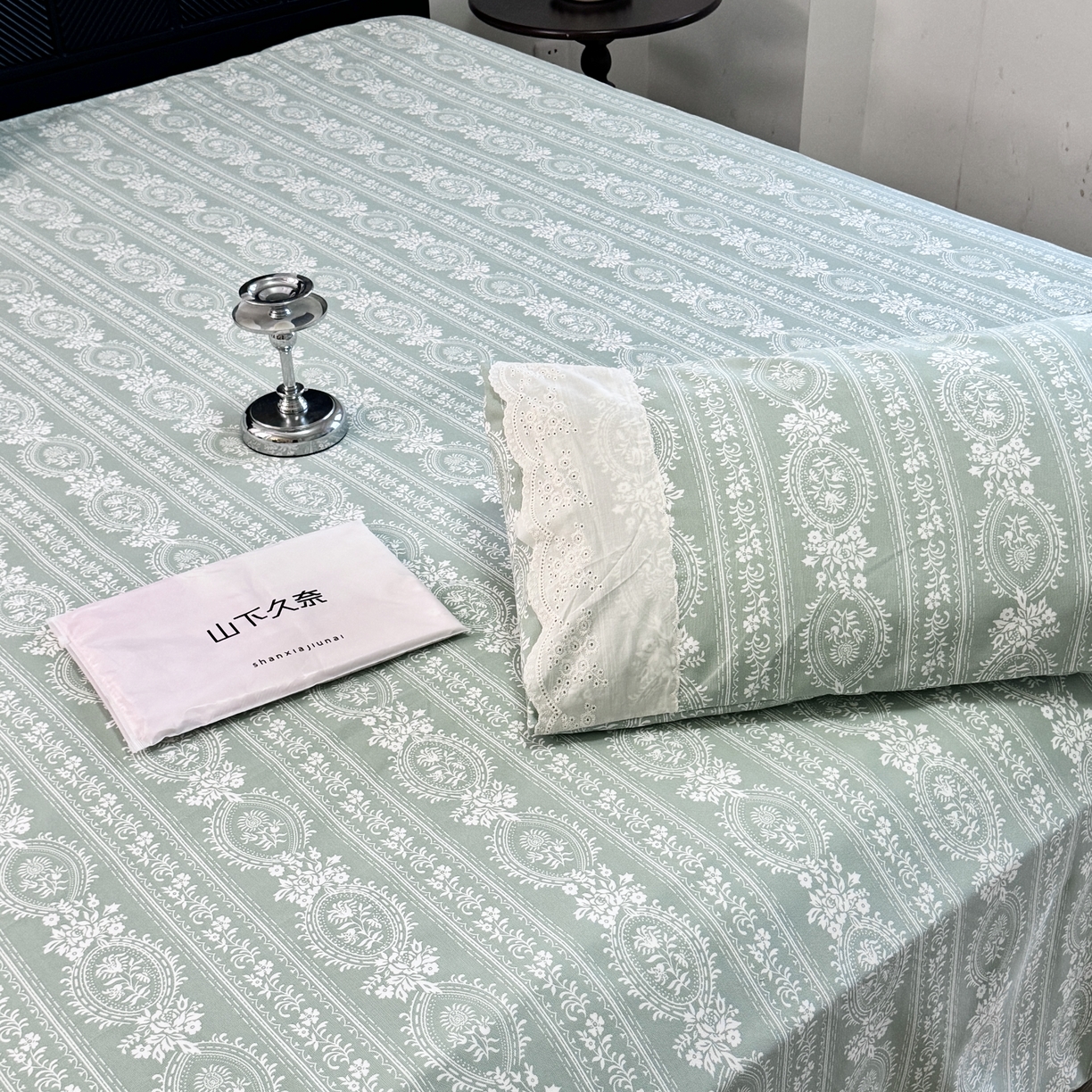 91家纺网 家纺一手货源 找家纺 一隅花田 2026新款竹感纤维双经双纬高密度四季软布席全棉花边款老粗布 莫兰迪