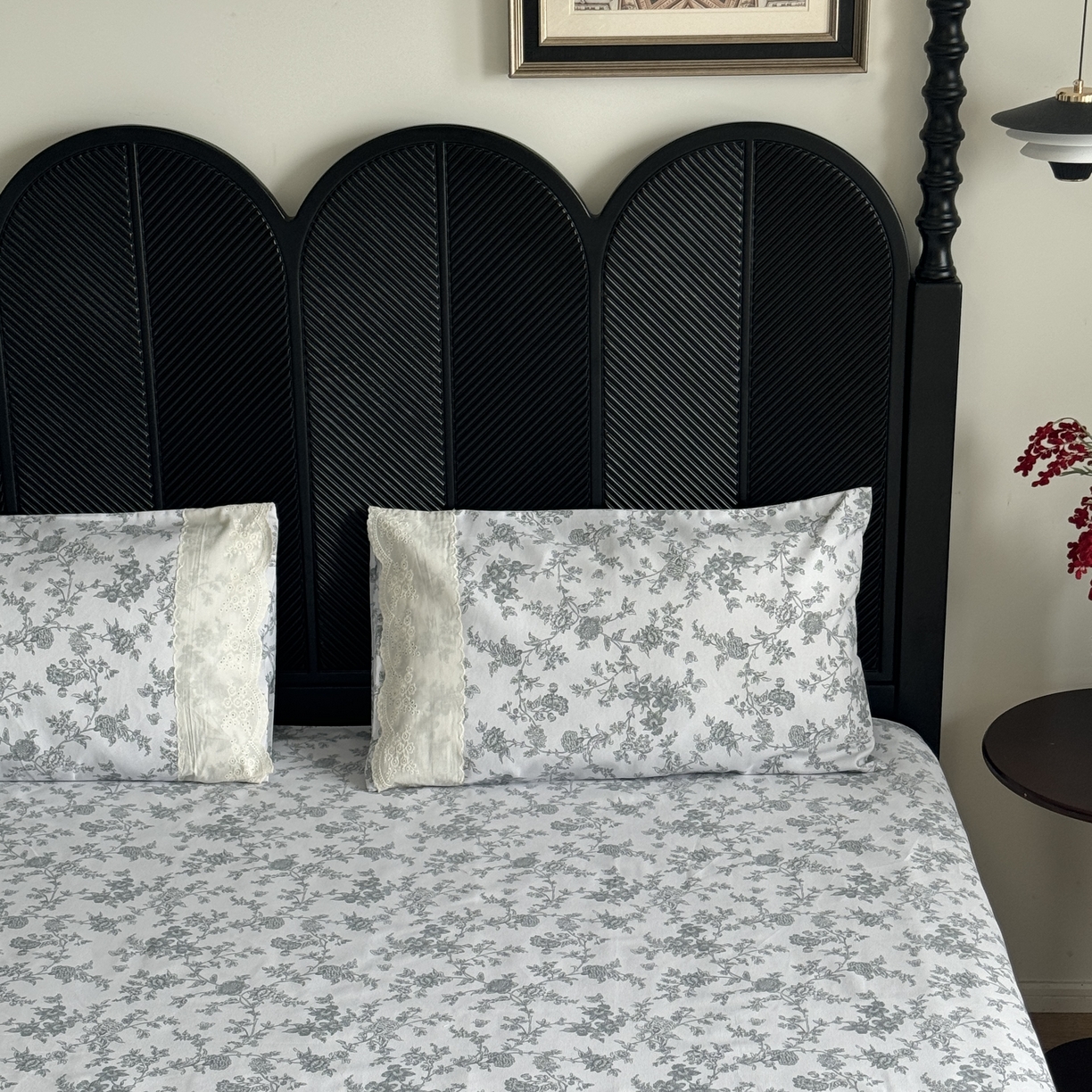 91家纺网 家纺一手货源 找家纺 一隅花田 2026新款竹感纤维双经双纬高密度四季软布席全棉花边款老粗布 南法蔷薇