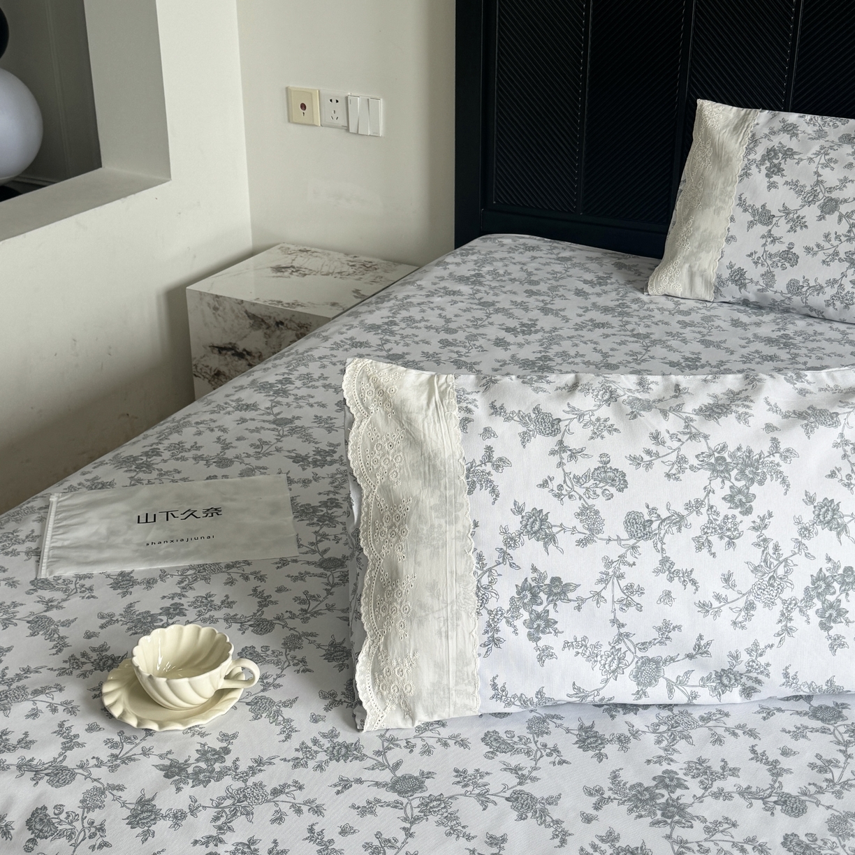 91家纺网 家纺一手货源 找家纺 一隅花田 2026新款竹感纤维双经双纬高密度四季软布席全棉花边款老粗布 南法蔷薇