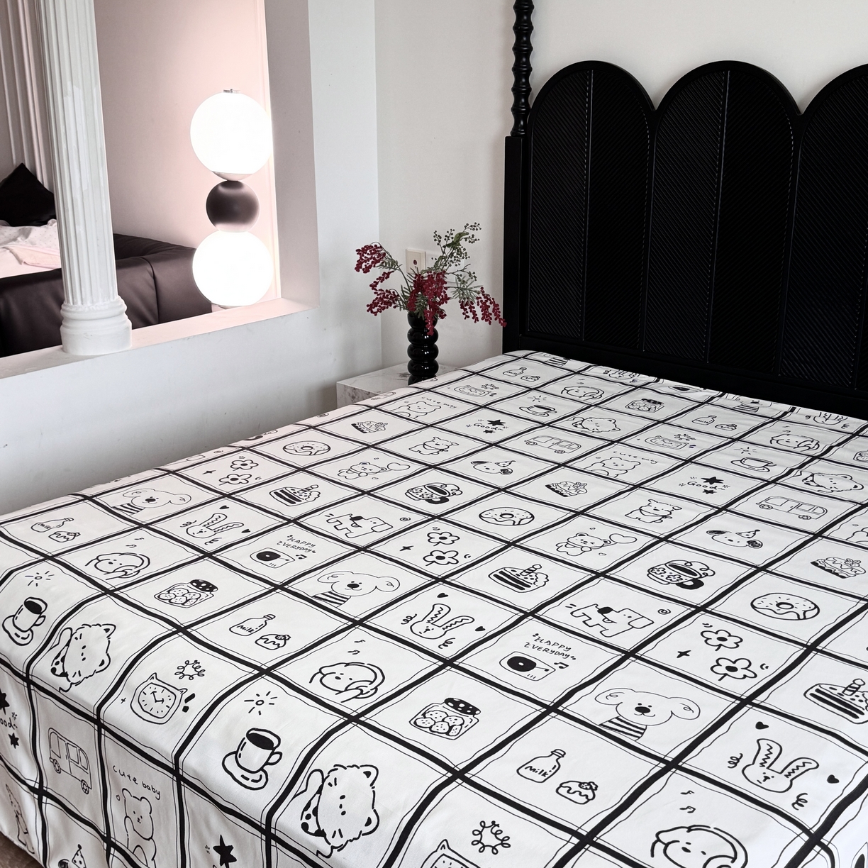 91家纺网 家纺一手货源 找家纺 一隅花田 2026新款竹感纤维双经双纬高密度四季软布席全棉花边款老粗布 童话