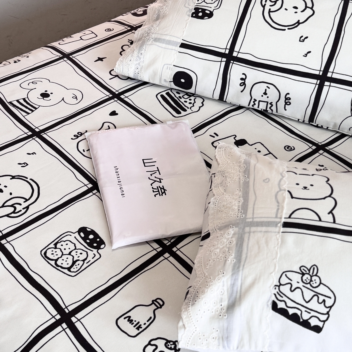 91家纺网 家纺一手货源 找家纺 一隅花田 2026新款竹感纤维双经双纬高密度四季软布席全棉花边款老粗布 童话