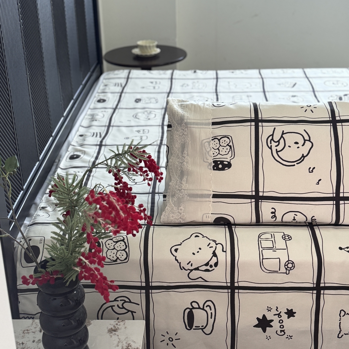 91家纺网 家纺一手货源 找家纺 一隅花田 2026新款竹感纤维双经双纬高密度四季软布席全棉花边款老粗布 童话