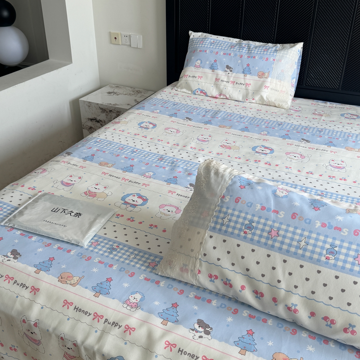 91家纺网 家纺一手货源 找家纺 一隅花田 2026新款竹感纤维双经双纬高密度四季软布席全棉花边款老粗布 汪星人