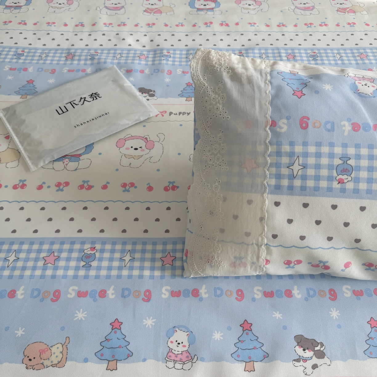 91家纺网 家纺一手货源 找家纺 一隅花田 2026新款竹感纤维双经双纬高密度四季软布席全棉花边款老粗布 汪星人