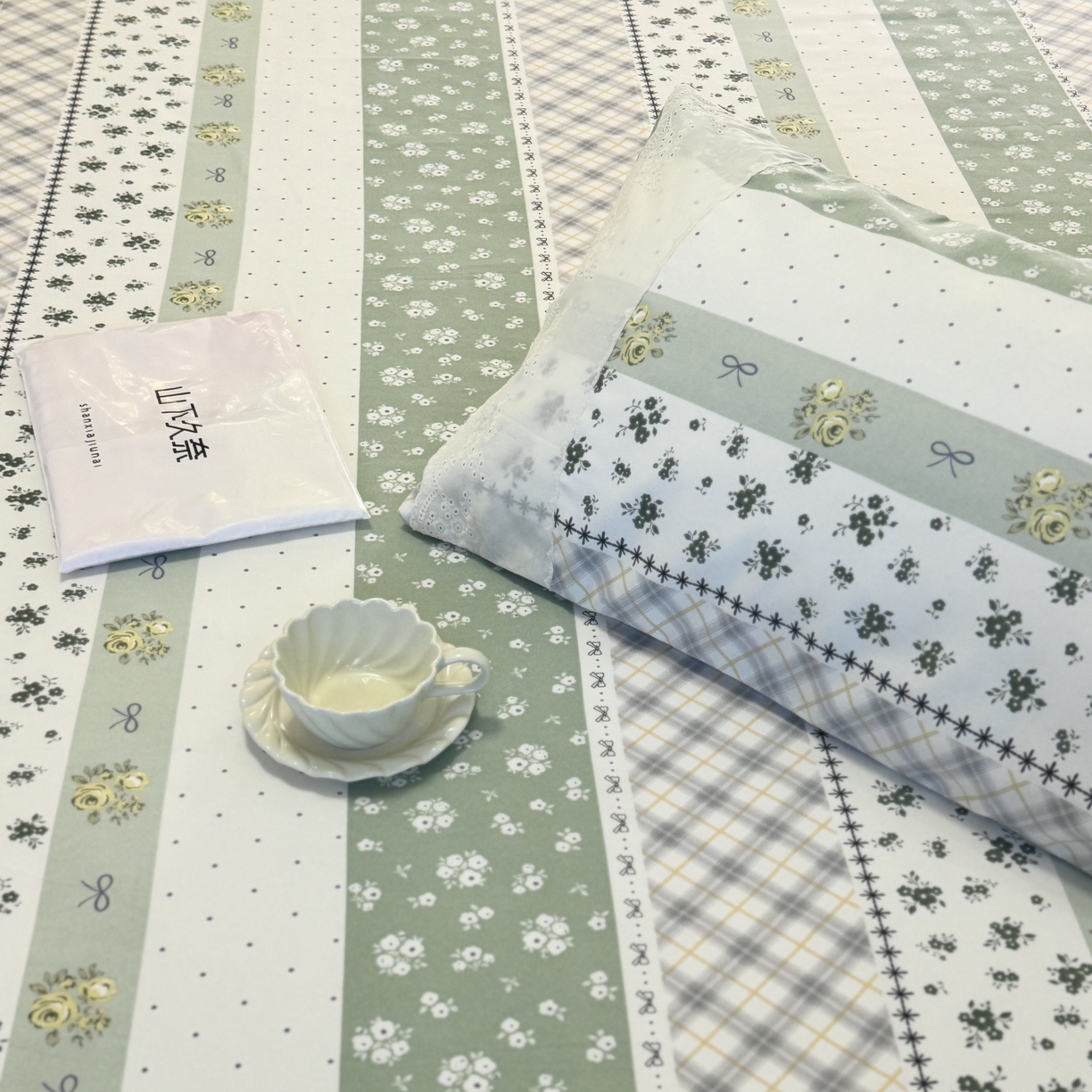 91家纺网 家纺一手货源 找家纺 一隅花田 2026新款竹感纤维双经双纬高密度四季软布席全棉花边款老粗布 夏意