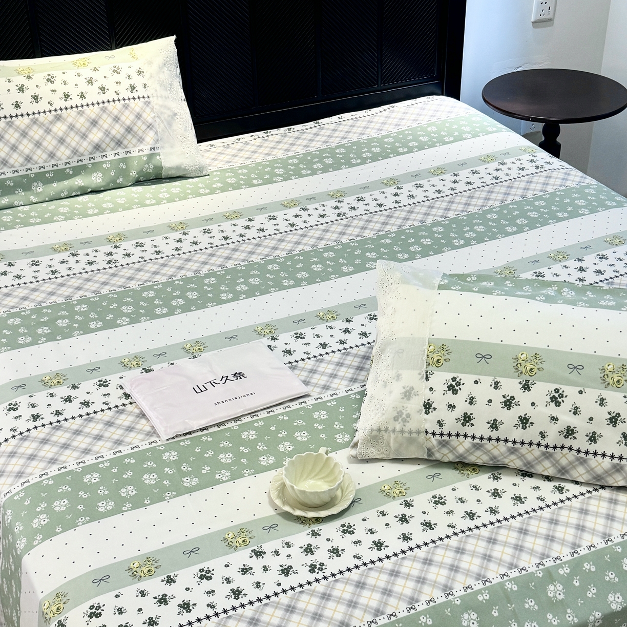 91家纺网 家纺一手货源 找家纺 一隅花田 2026新款竹感纤维双经双纬高密度四季软布席全棉花边款老粗布 夏意