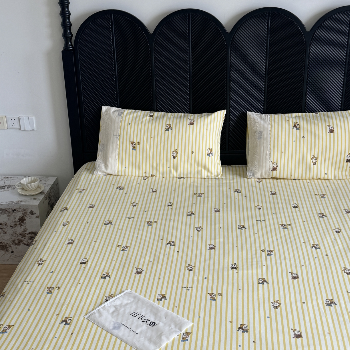 91家纺网 家纺一手货源 找家纺 一隅花田 2026新款竹感纤维双经双纬高密度四季软布席全棉花边款老粗布 星星人