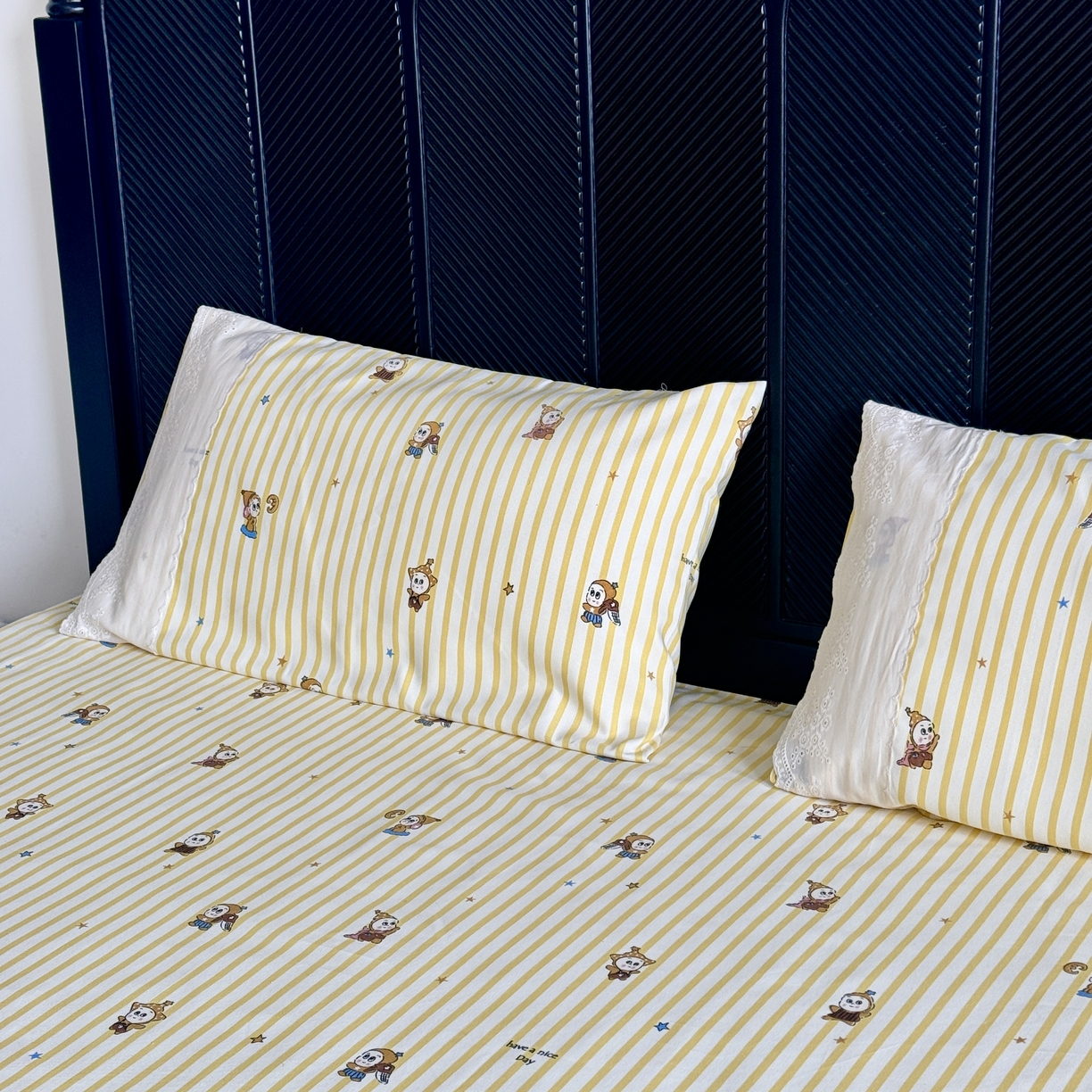 91家纺网 家纺一手货源 找家纺 一隅花田 2026新款竹感纤维双经双纬高密度四季软布席全棉花边款老粗布 星星人