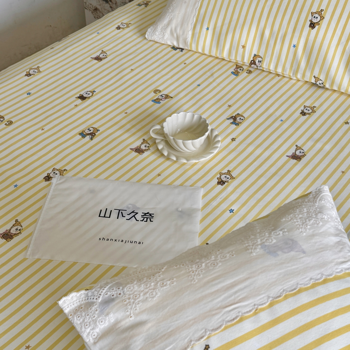 91家纺网 家纺一手货源 找家纺 一隅花田 2026新款竹感纤维双经双纬高密度四季软布席全棉花边款老粗布 星星人