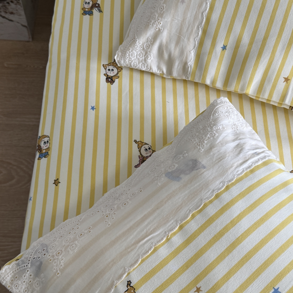 91家纺网 家纺一手货源 找家纺 一隅花田 2026新款竹感纤维双经双纬高密度四季软布席全棉花边款老粗布 星星人