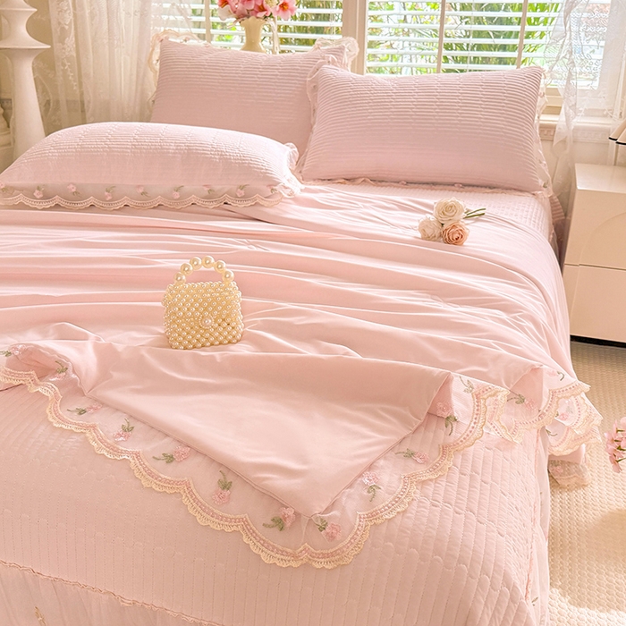 91家纺网 家纺一手货源 找家纺 （总）苏米娜家纺SUMINA 2026新款A类锦氨凉感公主风夏被凉席四件套