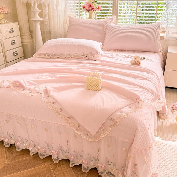 91家纺网 家纺一手货源 找家纺 （总）苏米娜家纺SUMINA 2026新款A类锦氨凉感公主风夏被凉席四件套