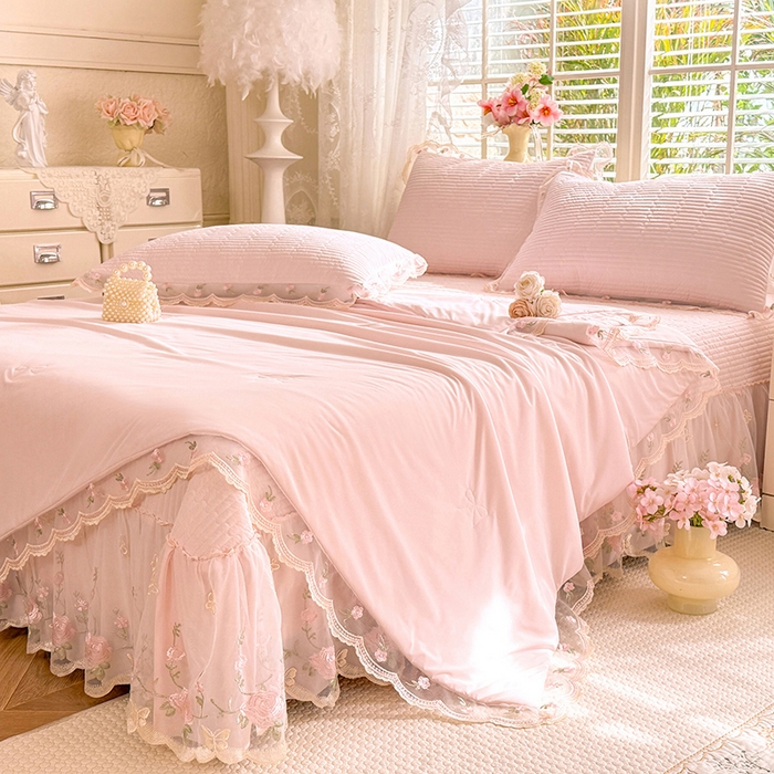 91家纺网 家纺一手货源 找家纺 （总）苏米娜家纺SUMINA 2026新款A类锦氨凉感公主风夏被凉席四件套