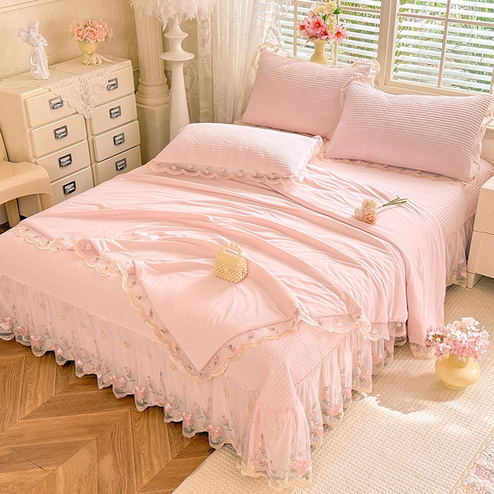 91家纺网 家纺一手货源 找家纺 （总）苏米娜家纺SUMINA 2026新款A类锦氨凉感公主风夏被凉席四件套