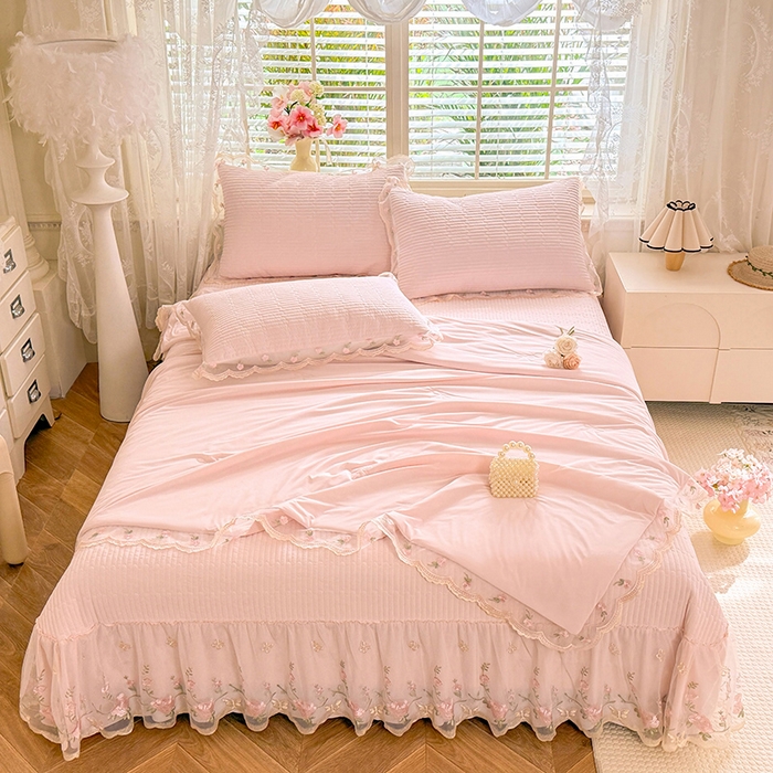 91家纺网 家纺一手货源 找家纺 （总）苏米娜家纺SUMINA 2026新款A类锦氨凉感公主风夏被凉席四件套