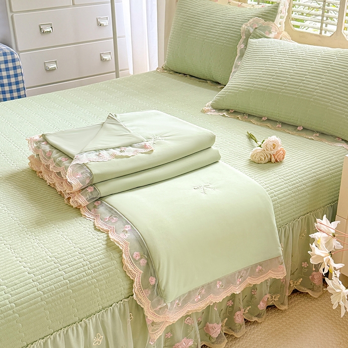 91家纺网 家纺一手货源 找家纺 （总）苏米娜家纺SUMINA 2026新款A类锦氨凉感公主风夏被凉席四件套