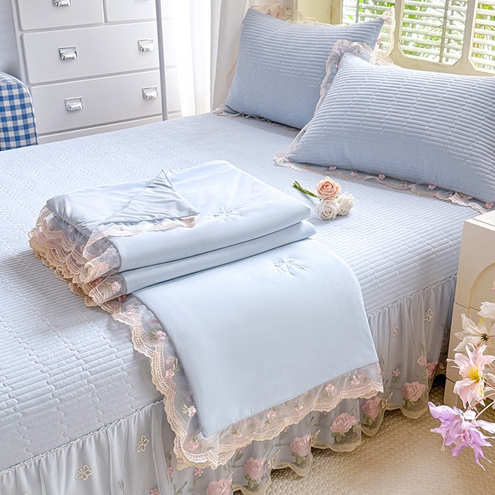 苏米娜家纺SUMINA 2026新款A类锦氨凉感公主风夏被凉席四件套 初恋-梦幻蓝