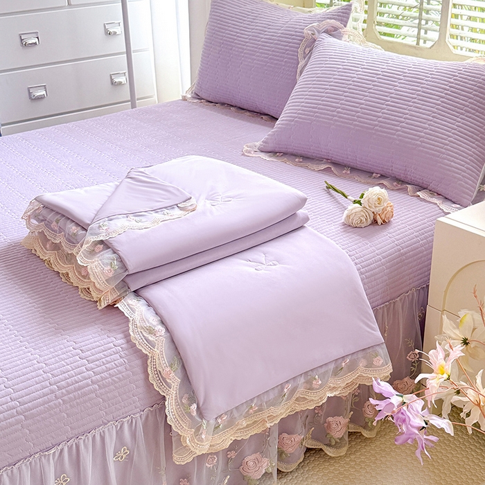 苏米娜家纺SUMINA 2026新款A类锦氨凉感公主风夏被凉席四件套 初恋-优雅紫