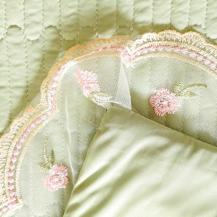 91家纺网 家纺一手货源 找家纺 苏米娜家纺SUMINA 2026新款A类锦氨凉感公主风夏被凉席四件套 初恋-清新绿