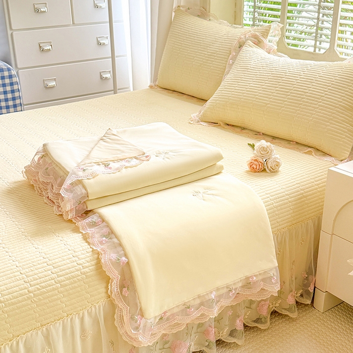 苏米娜家纺SUMINA 2026新款A类锦氨凉感公主风夏被凉席四件套 初恋-奶酪黄