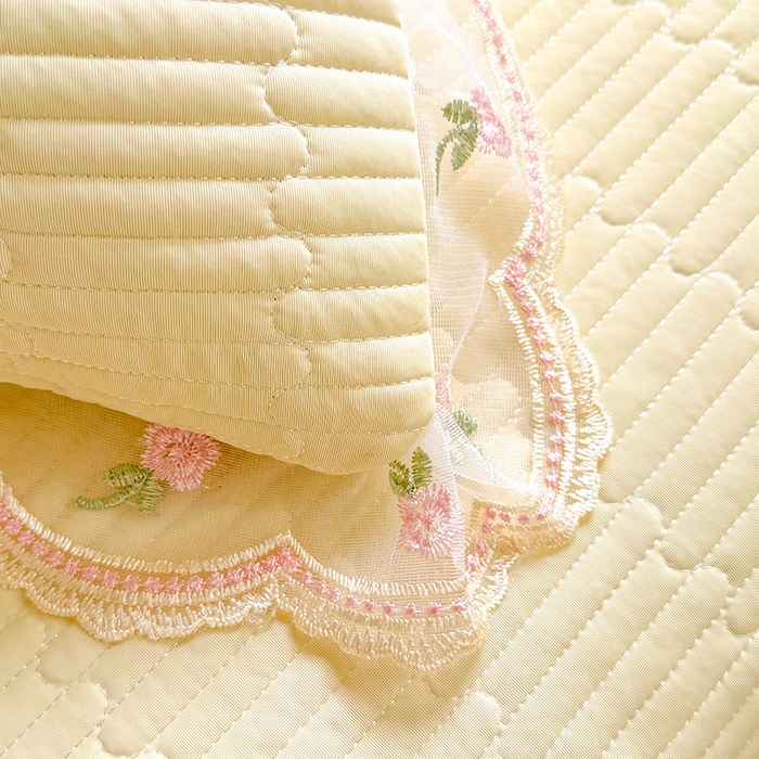 91家纺网 家纺一手货源 找家纺 苏米娜家纺SUMINA 2026新款A类锦氨凉感公主风夏被凉席四件套 初恋-奶酪黄