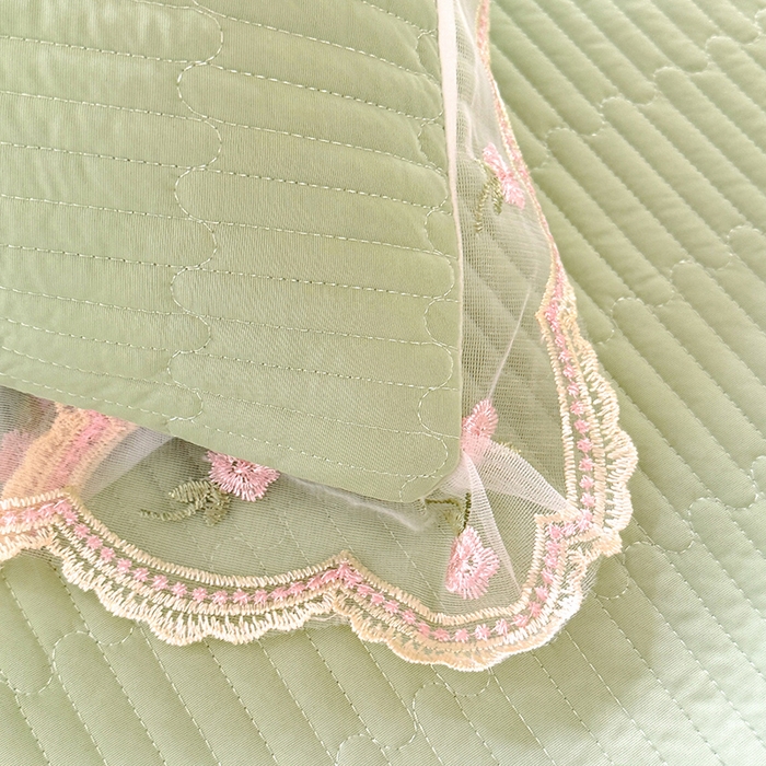 91家纺网 家纺一手货源 找家纺 苏米娜家纺SUMINA 2026新款A类锦氨凉感公主风夏被凉席四件套 初恋-清新绿