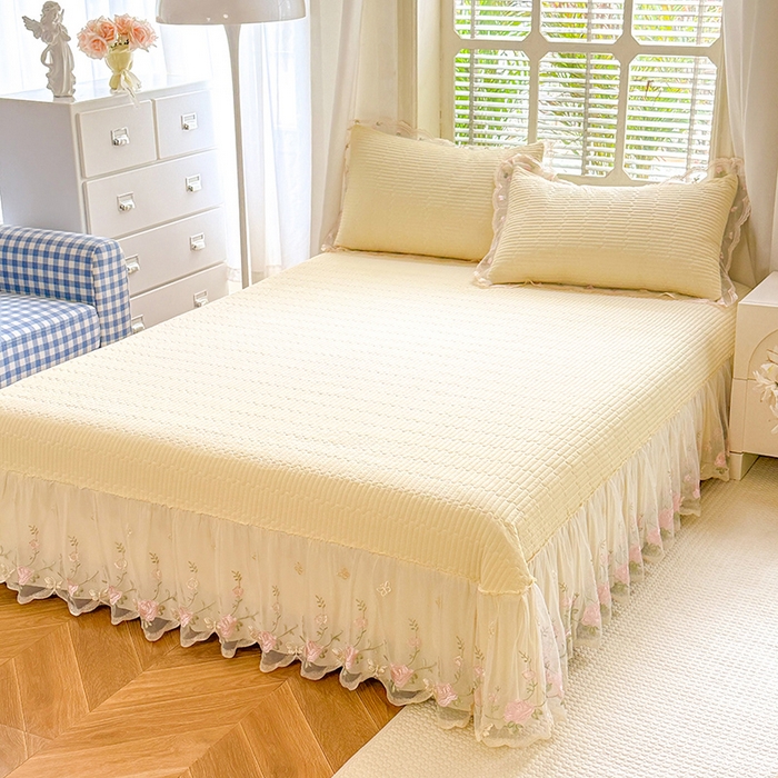 91家纺网 家纺一手货源 找家纺 苏米娜家纺SUMINA 2026新款A类锦氨凉感公主风夏被凉席四件套 初恋-奶酪黄