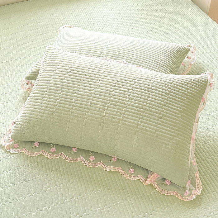 91家纺网 家纺一手货源 找家纺 苏米娜家纺SUMINA 2026新款A类锦氨凉感公主风夏被凉席四件套 初恋-清新绿