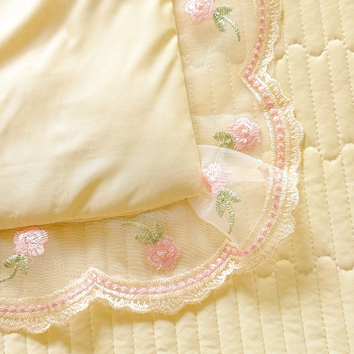 91家纺网 家纺一手货源 找家纺 苏米娜家纺SUMINA 2026新款A类锦氨凉感公主风夏被凉席四件套 初恋-奶酪黄