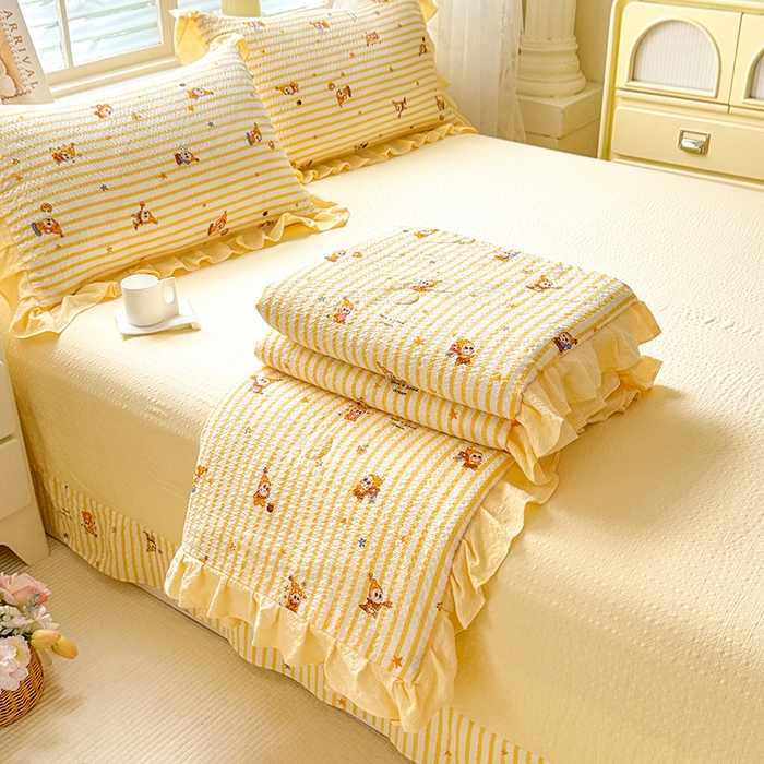 91家纺网 家纺一手货源 找家纺 （总）韩约家纺 2025新款韩式蝴蝶结牛奶绒床盖款四件套