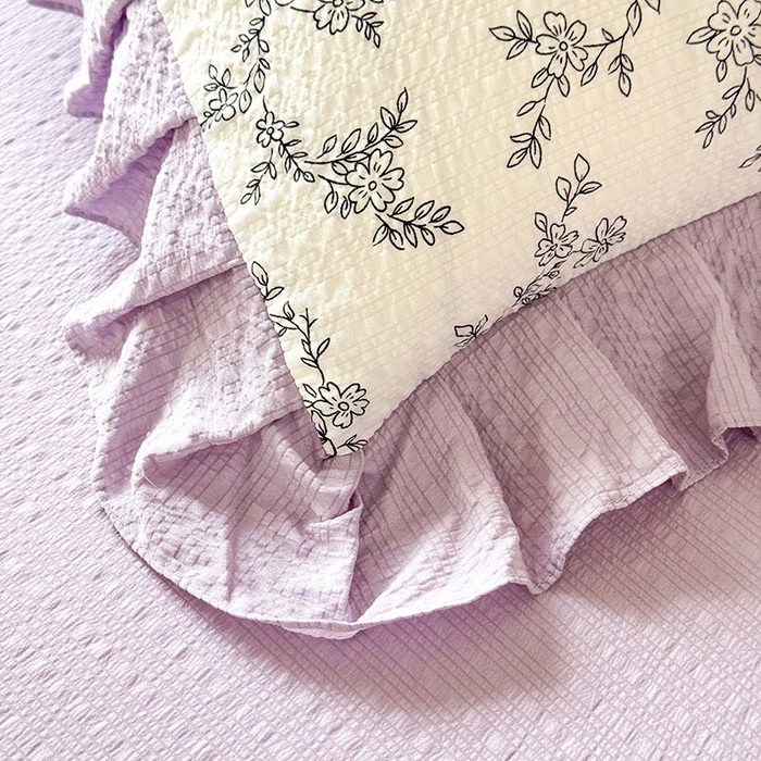 91家纺网 家纺一手货源 找家纺 韩约家纺 2026春夏新款韩式花边泡芙棉床单款夏被夏凉被空调被四件套 安暖如夏