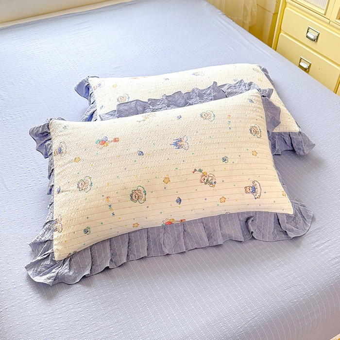 91家纺网 家纺一手货源 找家纺 韩约家纺 2026春夏新款韩式花边泡芙棉床单款夏被夏凉被空调被四件套 宝妮