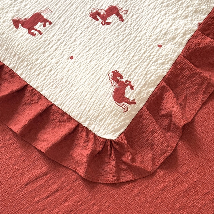 91家纺网 家纺一手货源 找家纺 韩约家纺 2026春夏新款韩式花边泡芙棉床单款夏被夏凉被空调被四件套 马上有钱